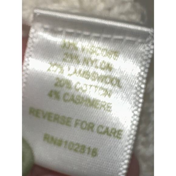 Garnet Hill Women’s Sweater Cable Turtleneck Asymmetrical Bobble detail Ivory SM - Picture 5 of 12